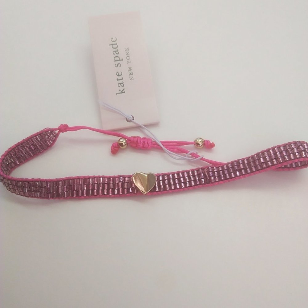 Kate Spade New Hot Pink Bracelet with Gold Heart